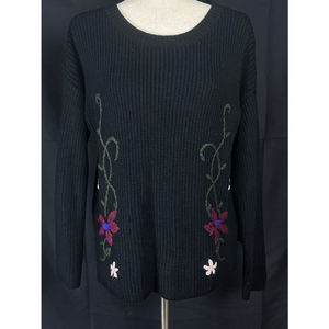 Embroidered black sweater